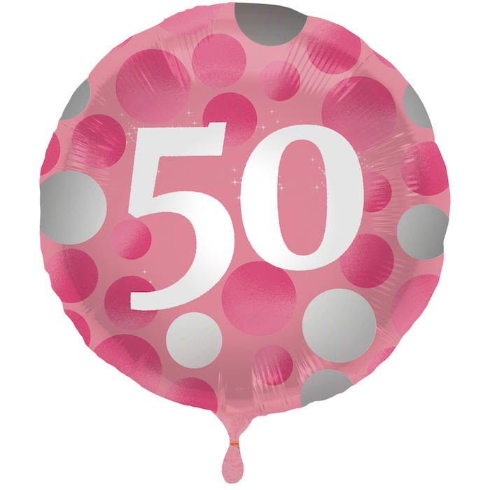 50-års Folieballon i Pink - 45 cm til Fødselsdag