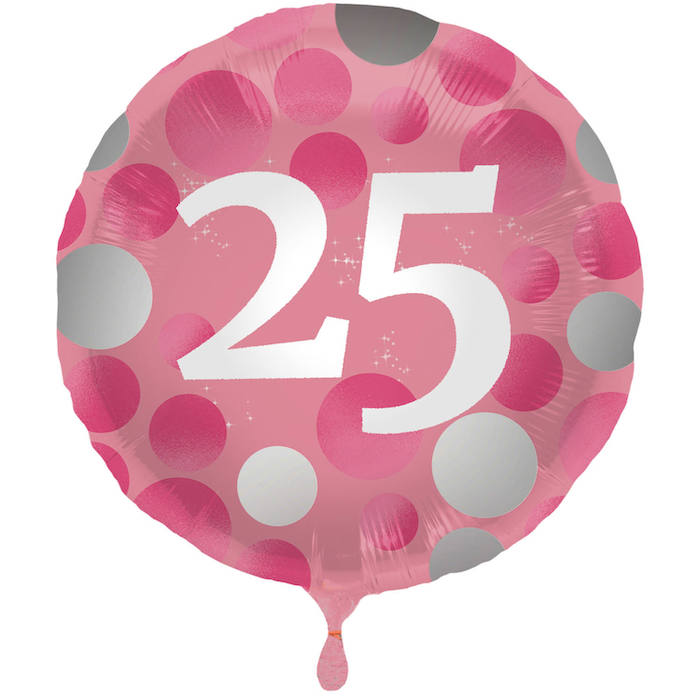 25 Års Fødselsdagsfolieballon i Pink - 45 cm