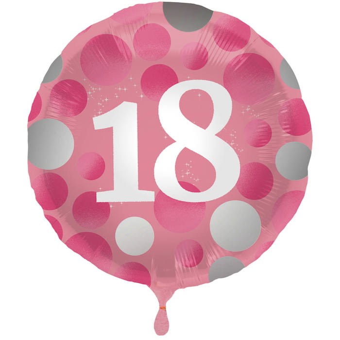 18 Års Pink Folieballon - 45 cm til Fødselsdag