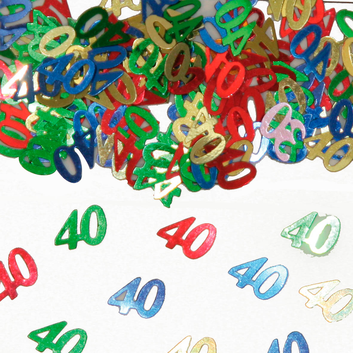 40 års Flerfarvet Konfetti - Festlig Dekoration 14g