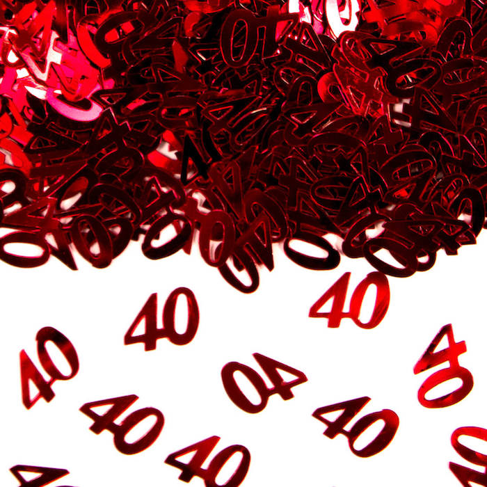 40 Års Metallic Rød Konfetti - 14g til Festen