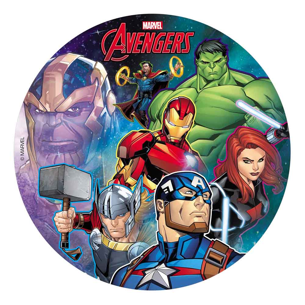 Avengers Kageprint 20 cm - Sukkerfri Fødselsdagspynt