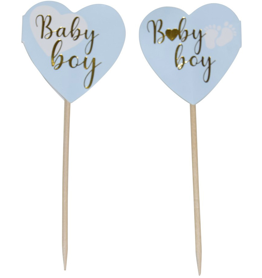 Baby Boy Kageskilte – 10 Stk til Baby Shower Fest