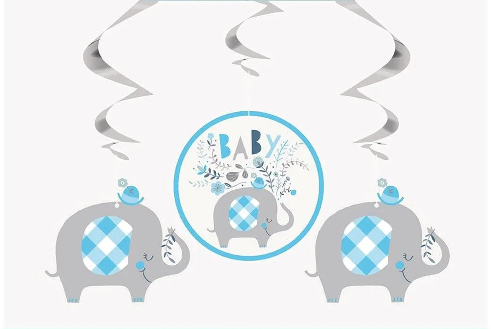 Blå Elefant Hængepynt til Baby Shower Dekorationer