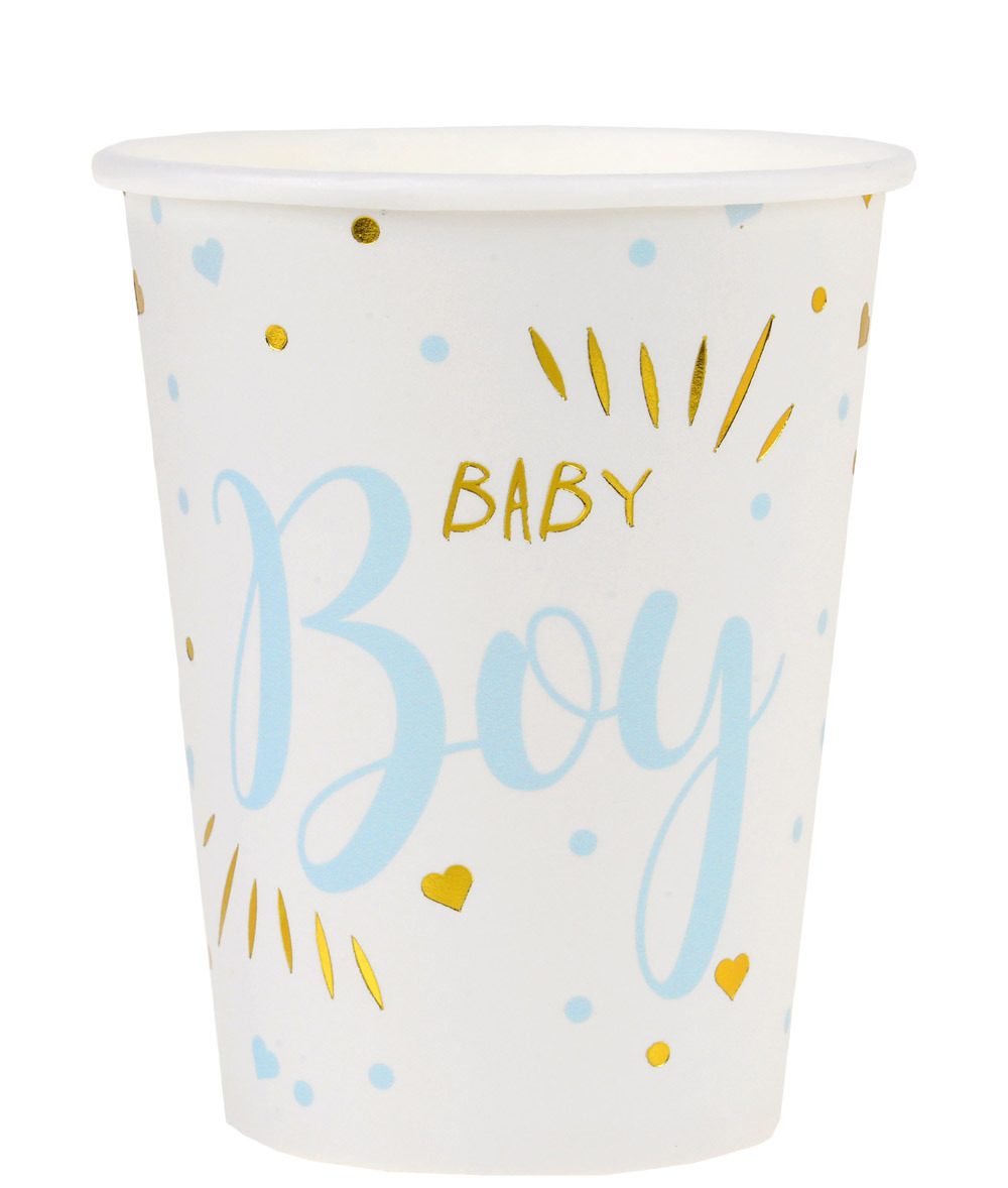 Baby Shower Papkrus til Dreng – 10 Stk i Lyseblå og Guld