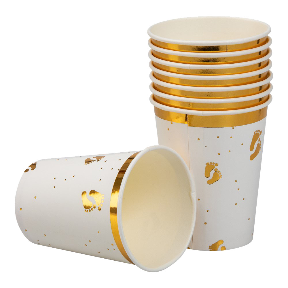 Guld Babyfødder Papkrus - 8 Stk. til Baby Shower Fest