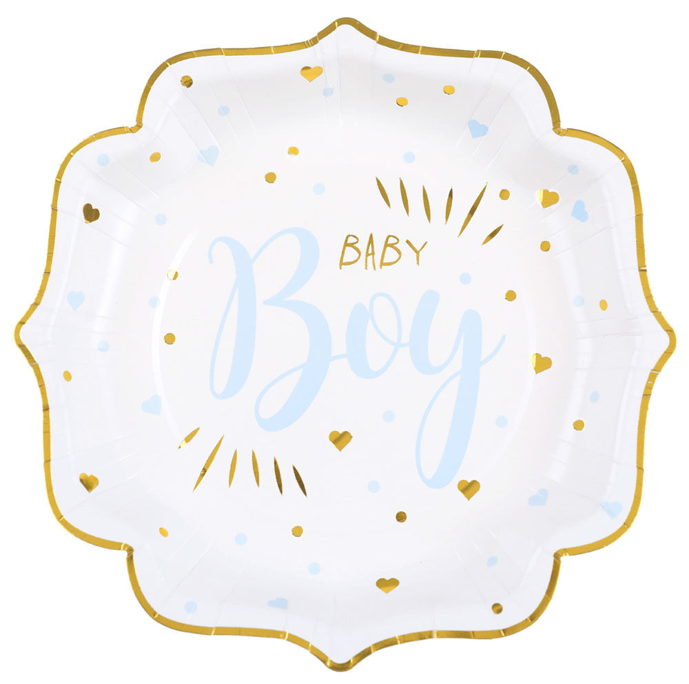 Elegante Paptallerkner til Drengs Baby Shower – 23 cm