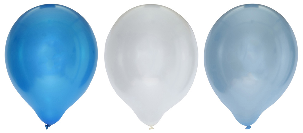 Metallic Balloner i Hvid, Blå & Lyseblå til Festen