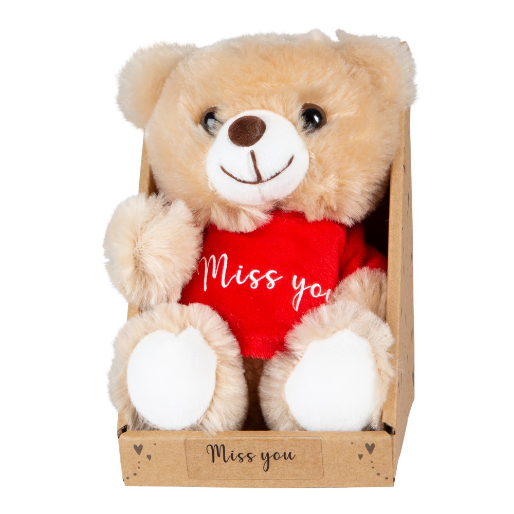 Sød "Miss You" Bamse i Gaveæske – Den perfekte gave!