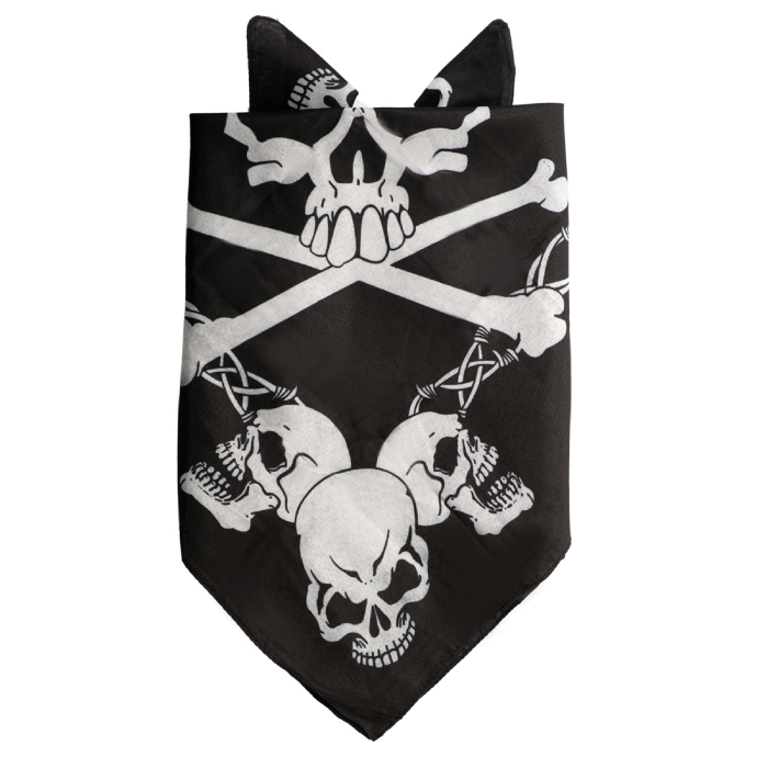 Sort Kranie Bandana til Fest - 52x55 cm