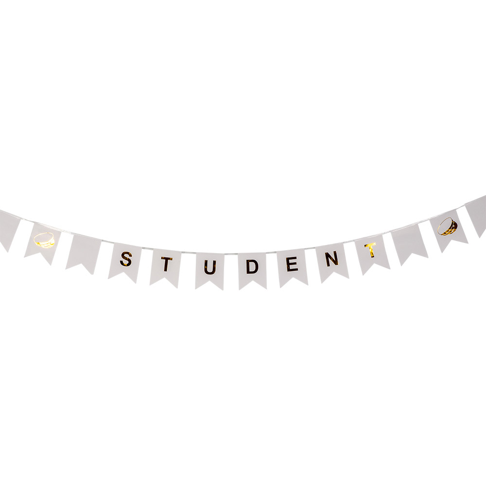 Guldmetallic Banner til Studenterfest - 3 Meter Feststemning