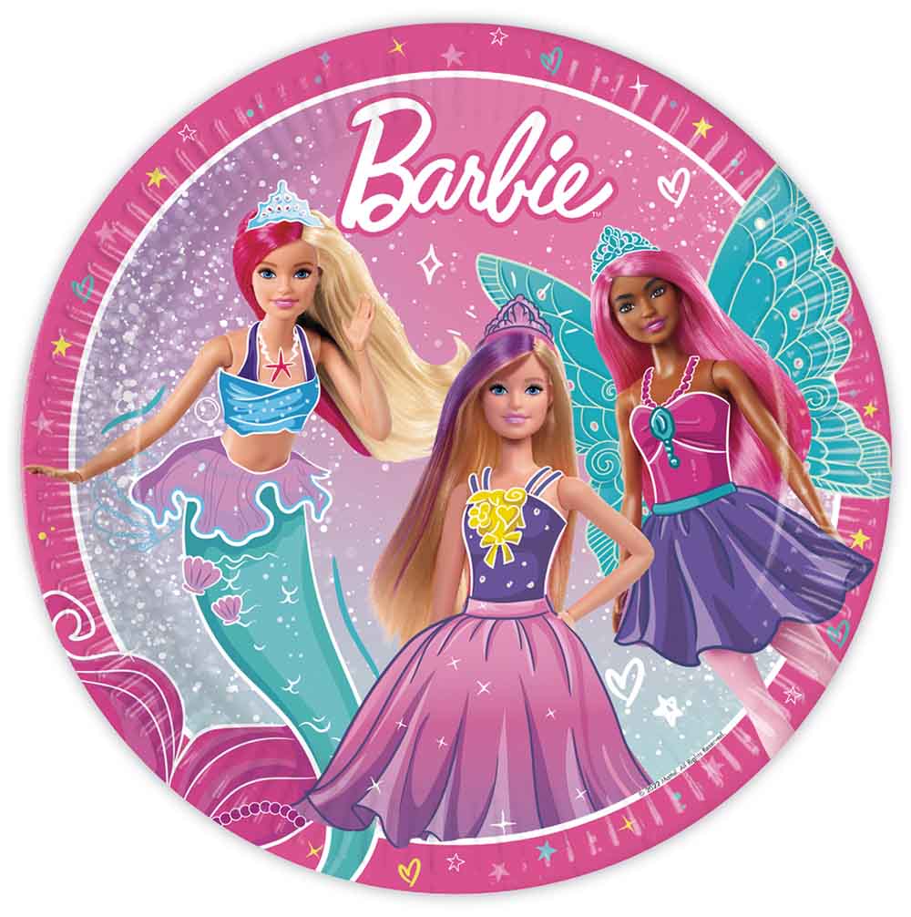 Barbie Paptallerkner - Festlig Fødselsdagspakke 8 stk.
