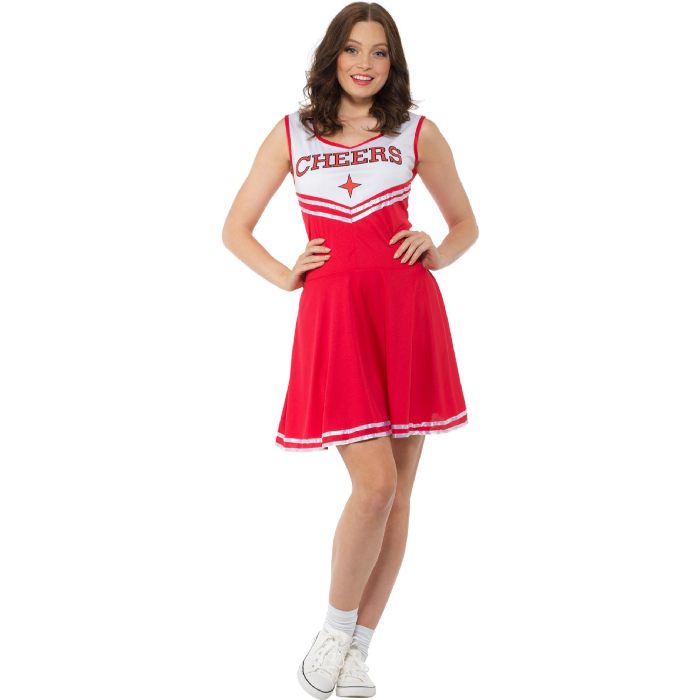 Rødt Cheerleader Kostume til Festlige Anledninger