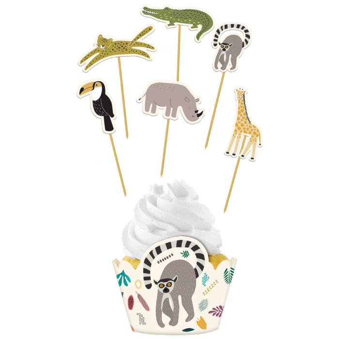 Zoo Motiver Cupcake Dekorationssæt 6x - Unik Feststemning!