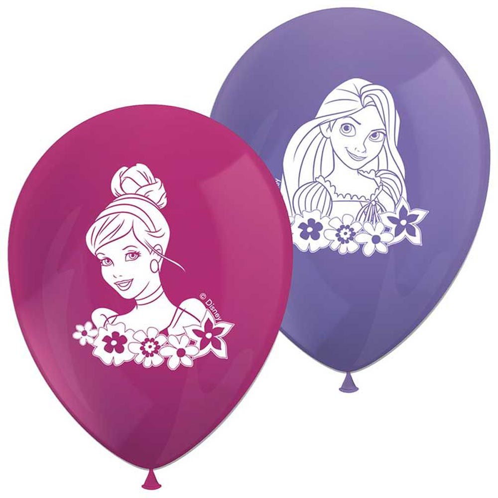 Disney Prinsesse Balloner - Fuchsia Lilla, 8 stk. til Fest!