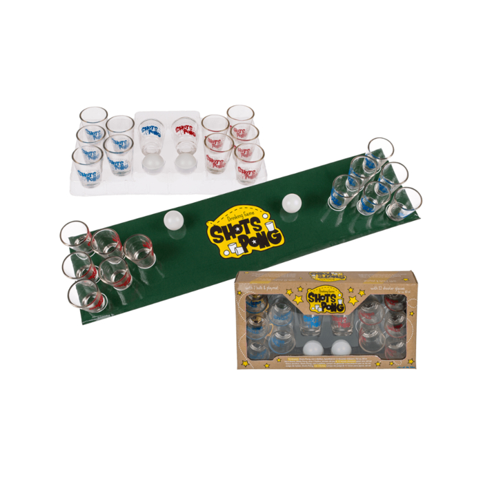 Drukspil Shotspong med 12 glas - Sjov til fest!