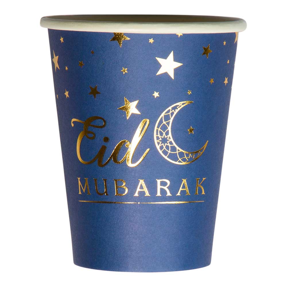 Eid Mubarak Papkrus - Blå med Gyldne Stjerner til Festen