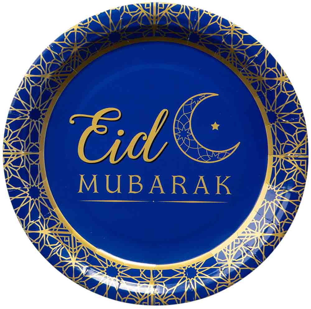 Eid Mubarak Paptallerkner – Blå Festlig Dekoration