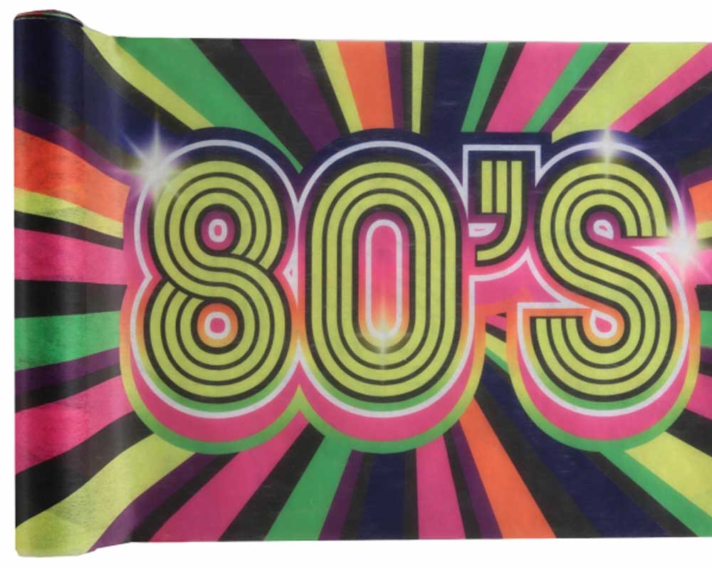 80'er Bordløber 3m - Festlig Retro Dekoration til Temafest