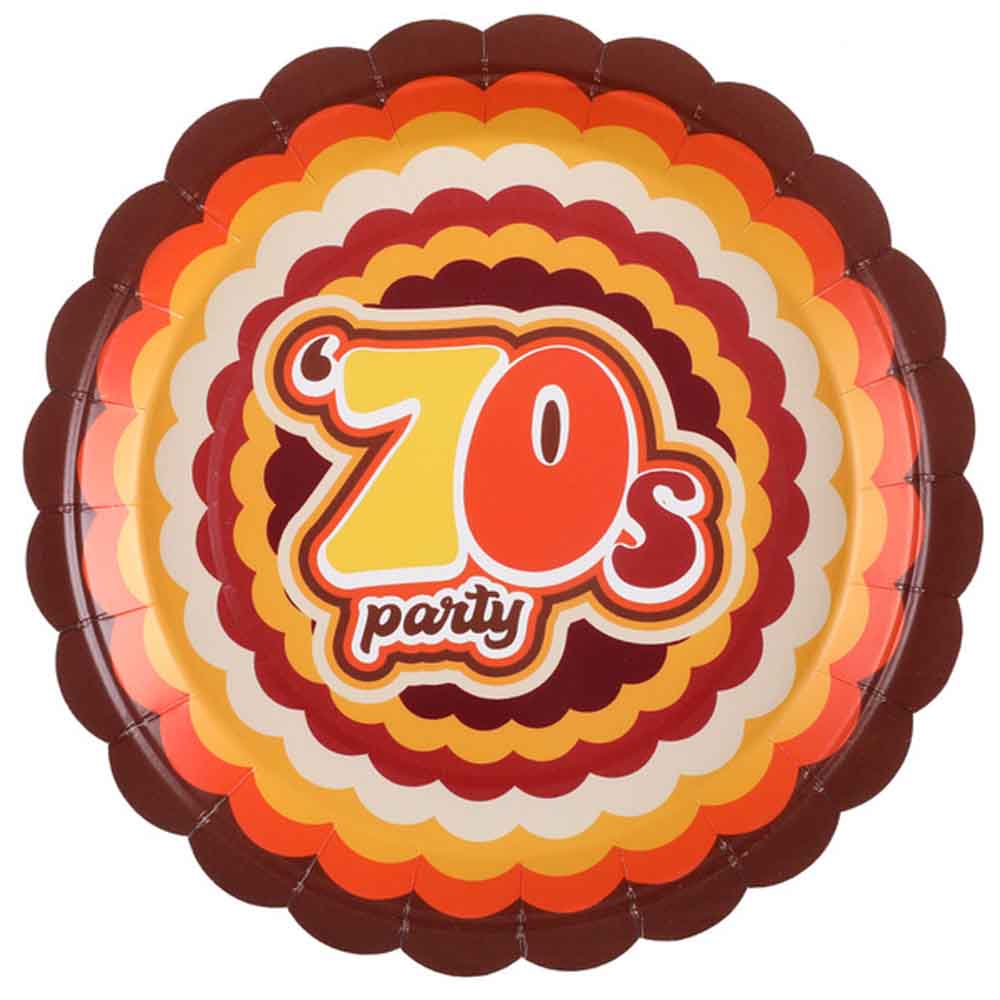 70'er Retro Paptallerkner – 10 Stk til Festen!