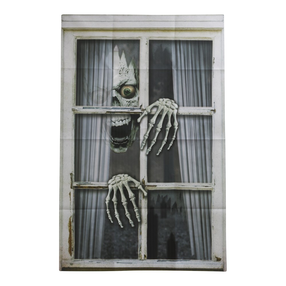 Skræmmende Skelet Vinduesudsmykning til Halloween 120x80 cm