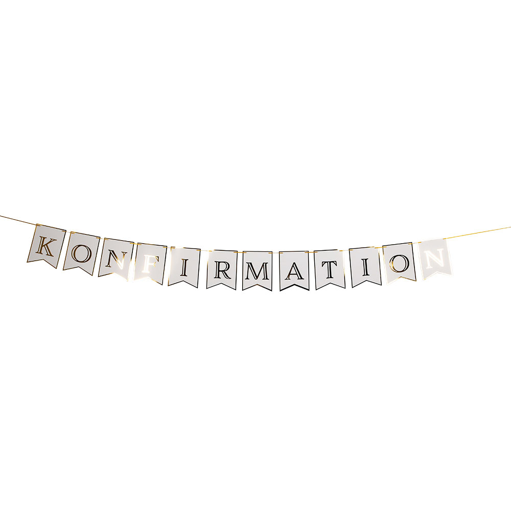 Guld og Hvid Konfirmationsbanner – 5m Festlig Dekoration