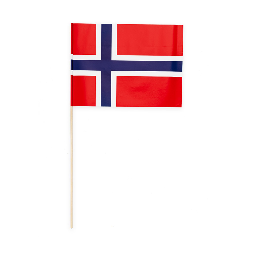 Norske papirflag på pind – 10 stk til festlige lejligheder
