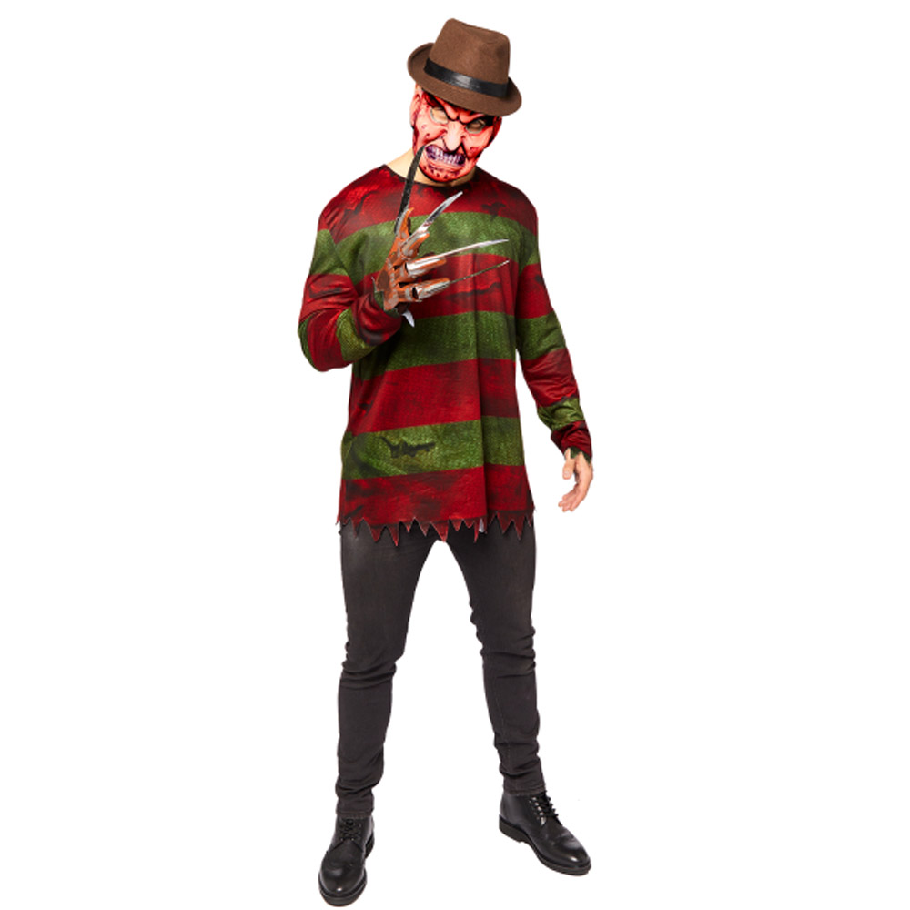 Skræmmende Freddy Krueger Halloween Kostume til Voksne