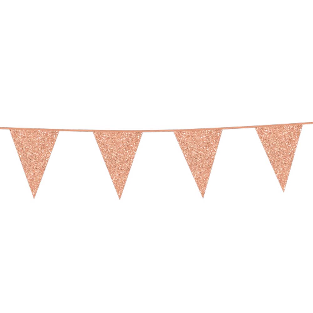 Glitrende Rose Gold Vimpelbanner til Festlige Anledninger