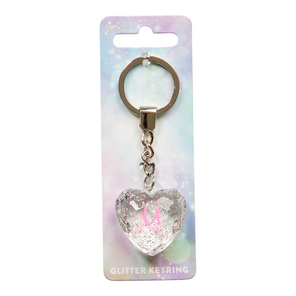 Glitrende Hjerte Nøglering med U – Elegant Nøgleaccessory