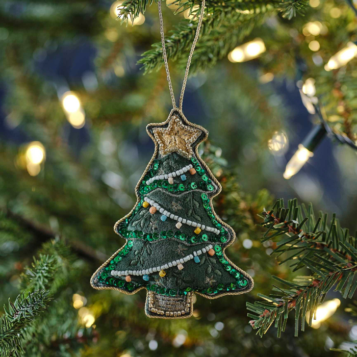 Grøn Hængende Julefigur i Velour - Perfekt til Jul!