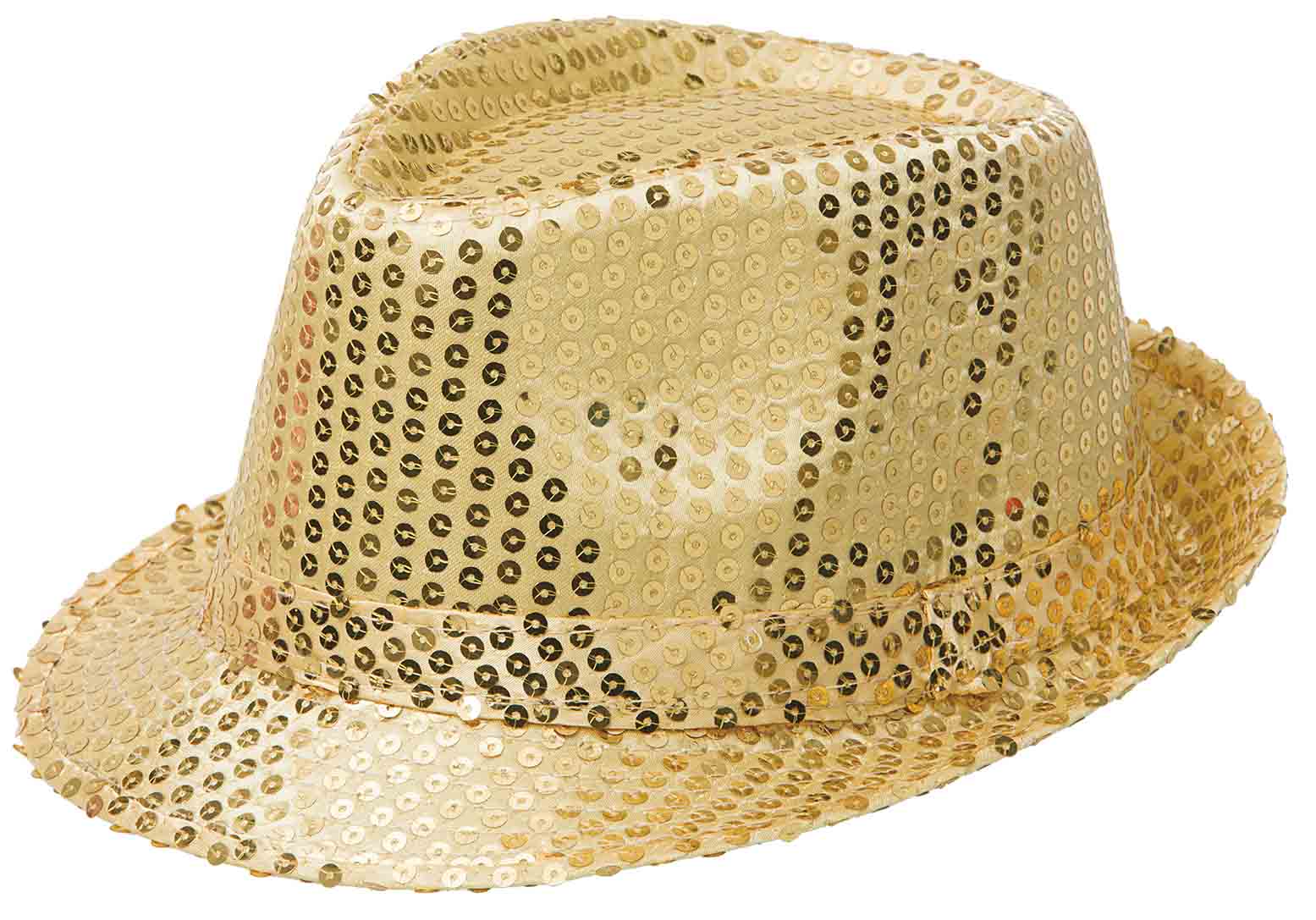 Guld Fedora Hat med Pailletter til Festlige Begivenheder
