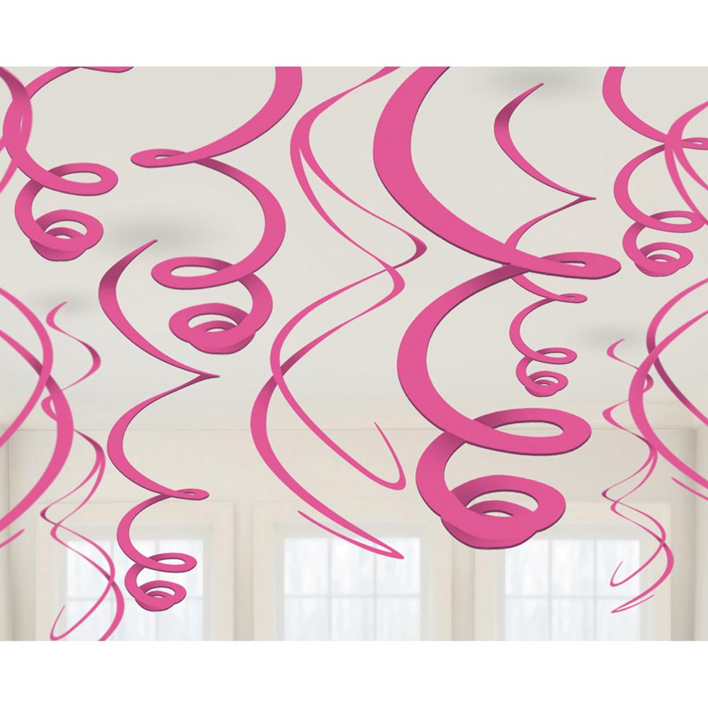 Festlige Pink Hænge Spiraler - 12 Stk til Uforglemmelig Fest