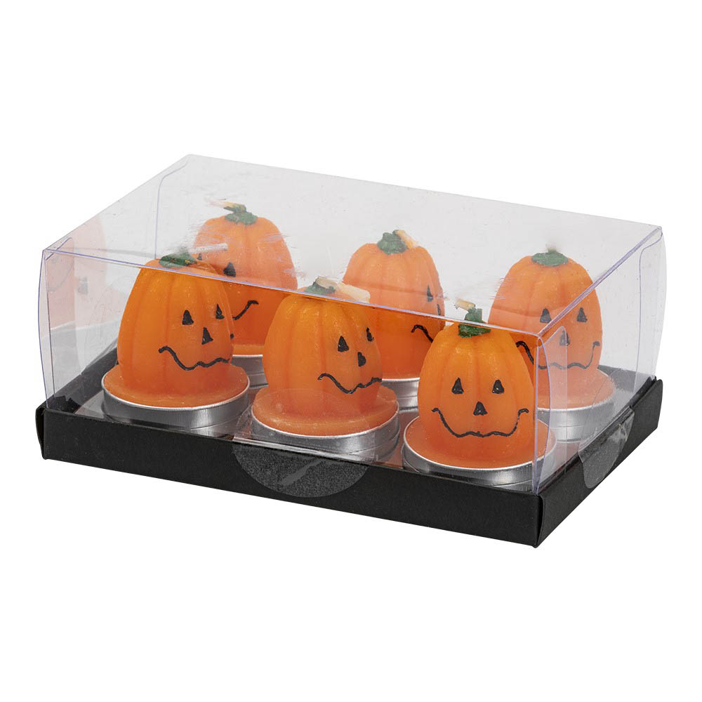 Halloween Græskar Fyrfadslys - 6 Stk. Tilbud!