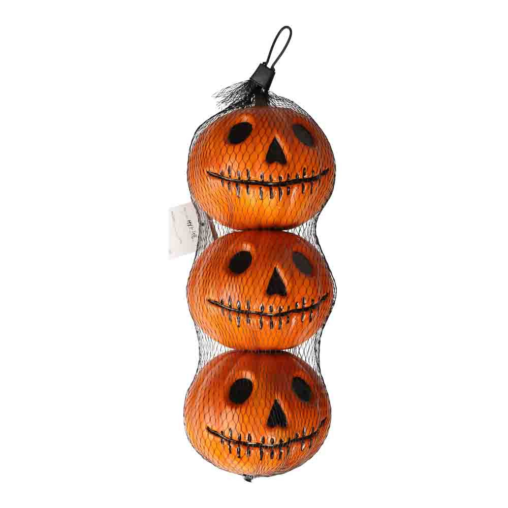 Halloween Græskar Dekoration – 3 Stk. Ø12 cm til Festen