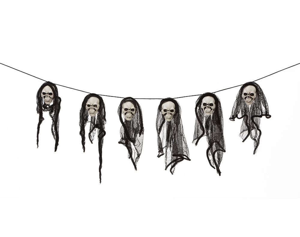 Skræmmende Halloween Guirlande med Kranier - 150 cm Deko!