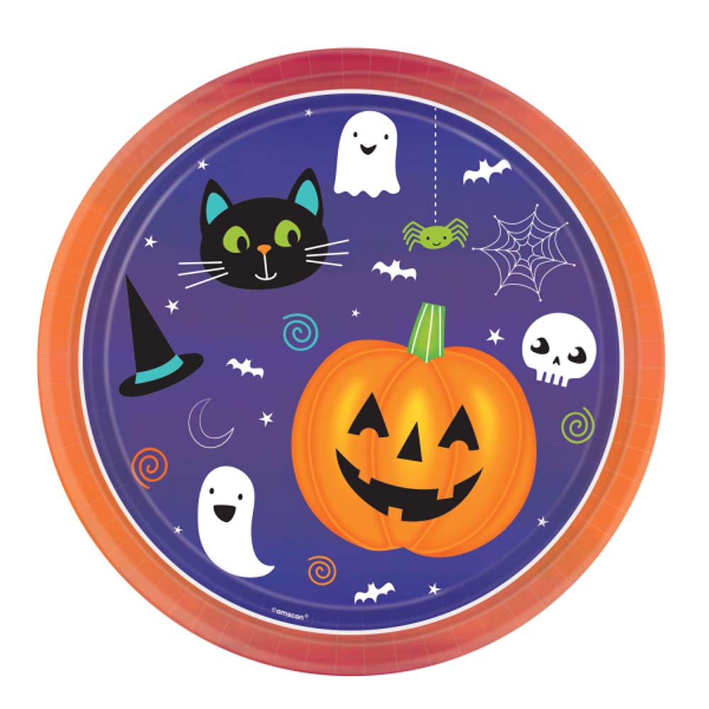 Halloween Paptallerkner med Græskar – 8 Stk til Festen