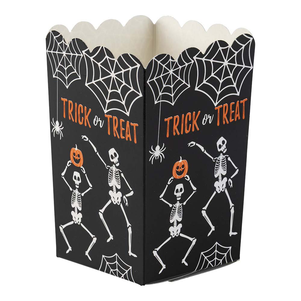 Halloween Popcornbægre med Skeletter - 8 stk. til Festen