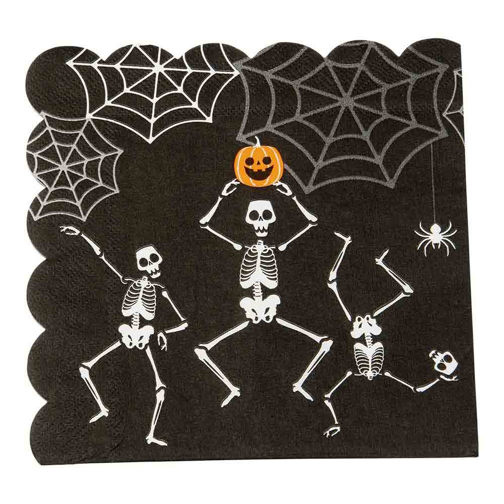 Skelet Halloween Servietter – 16 Stk til Uhyggelig Fest!