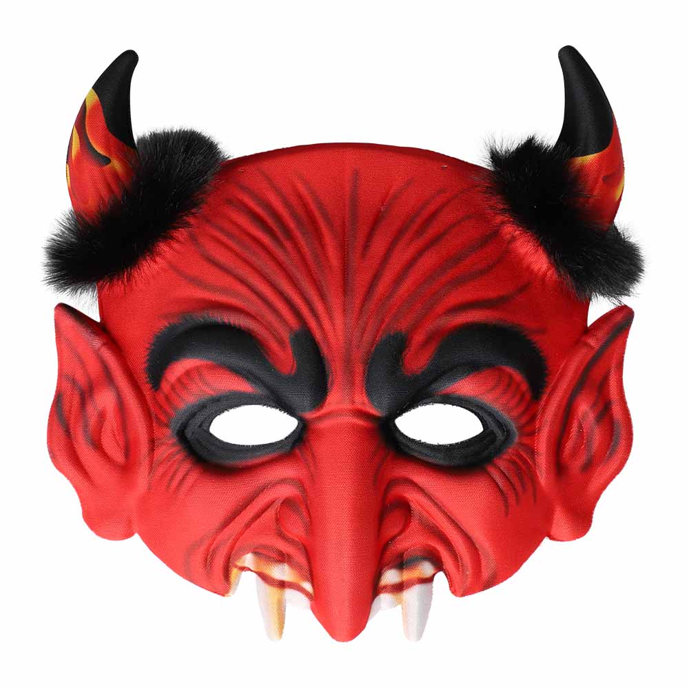 Skræmmende Rød Djævel Halvmaske til Halloween Fest