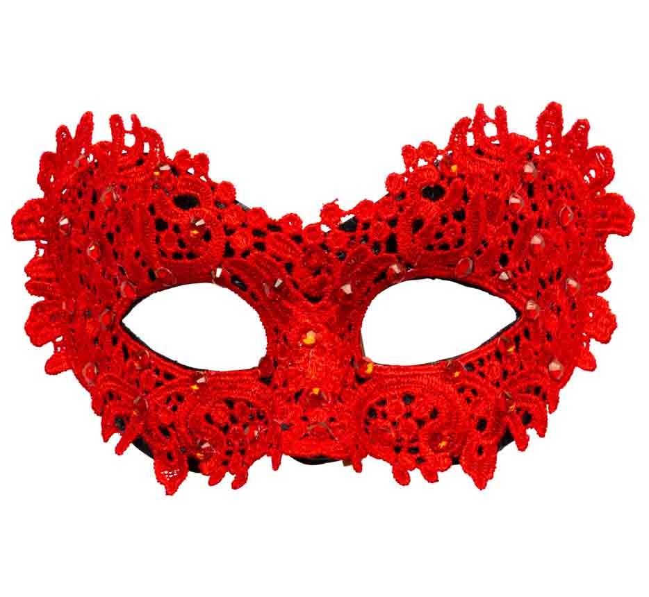 Elegant Rød Halvmaske til Maskebal - Festens Uundgåelige Hit