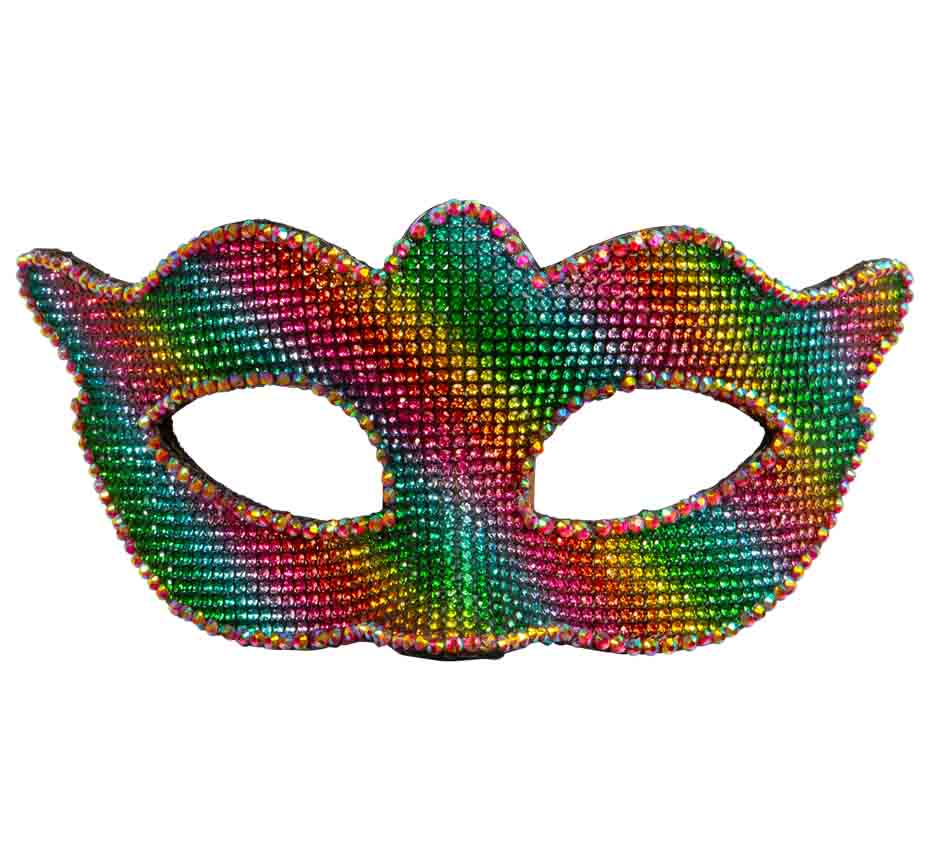 Farverig Regnbue Halvmaske med Glitter til Festlige Begivenheder