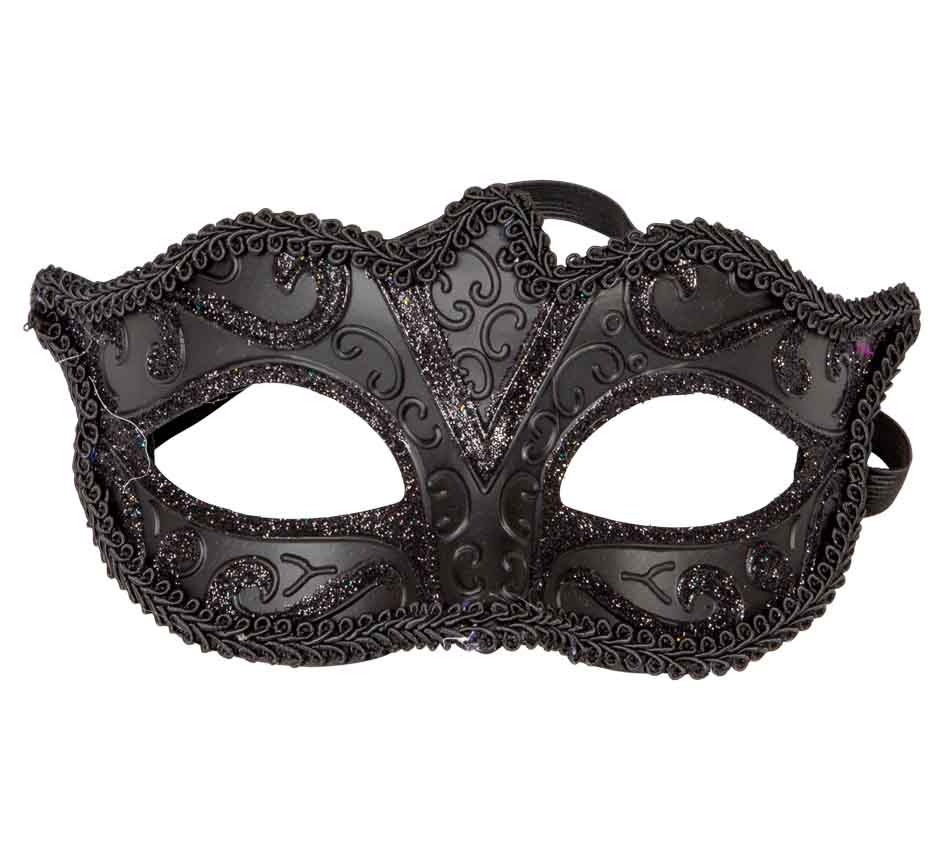 Elegant Sort Halvmaske til Maskebal - Festens Must-Have