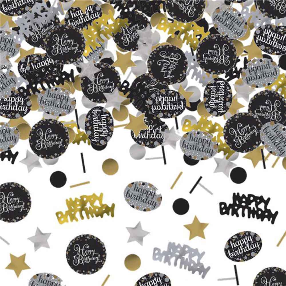 Sølv Happy Birthday Konfetti – Festlig Fødselsdagsdekoration