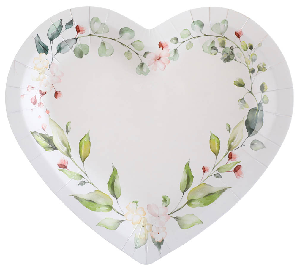 Hjerteformede Blomsterpaptallerkner – 10 stk til Fest