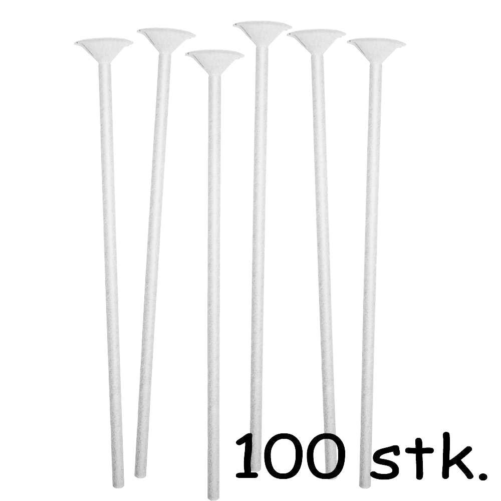 Hvide Pap Ballonpinde - 100 Stk til Festlig Dekoration