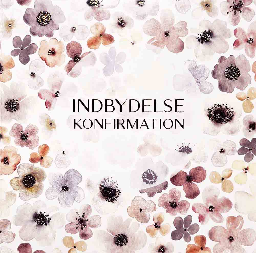 Elegante Konfirmationsindbydelser med Anemoner – 5 stk.