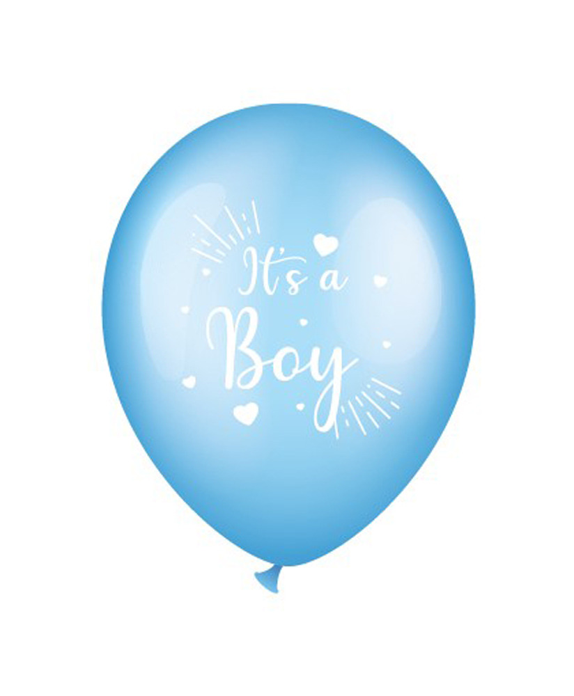 Lyseblå "It's a Boy" Babyshower Balloner - 6 stk. på tilbud!
