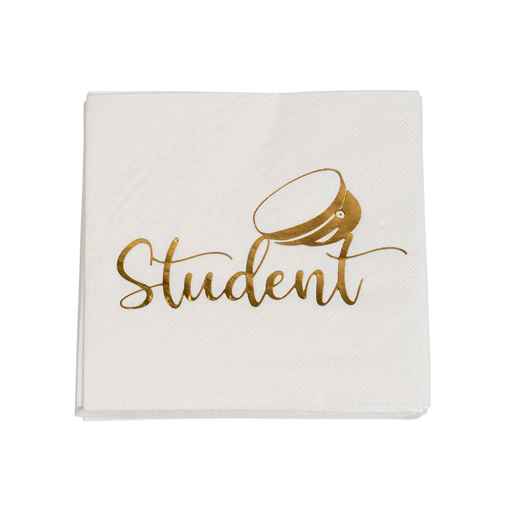 Guldmetallic Kaffeservietter til Studenterfest - 16 Stk