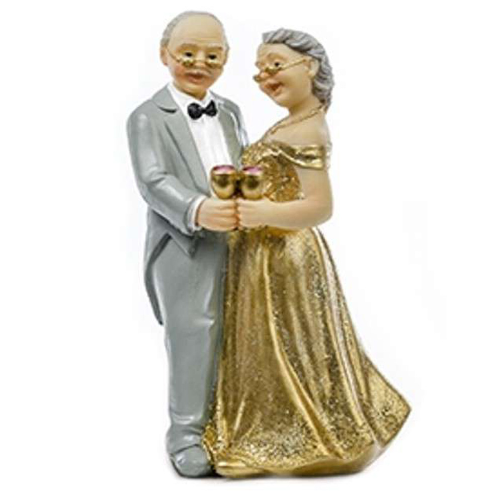 Elegant Kagefigur til Guldbryllup - 12 cm Festpynt